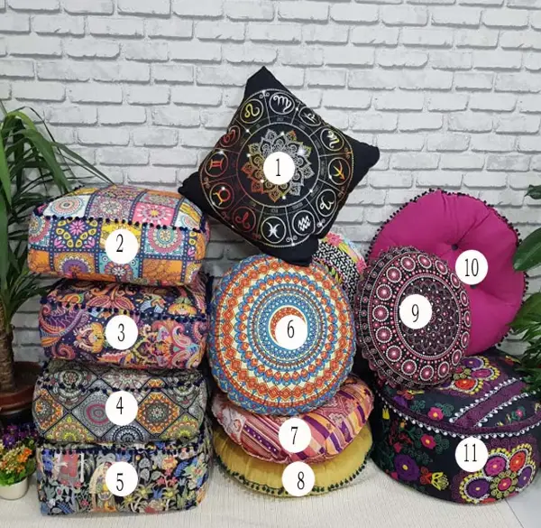 Etnik Boho Stil Minderler İçi Dolu- Çok Renkli