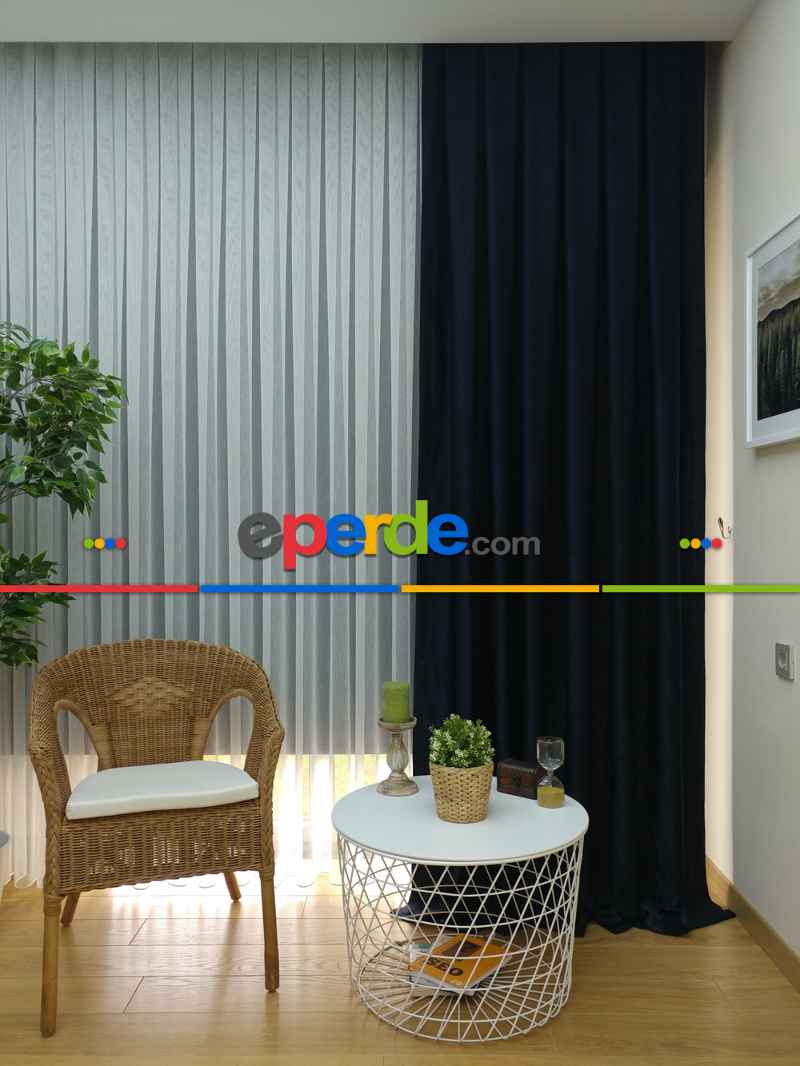 Soft Lacivert Fon Perde (180)- Lacivert