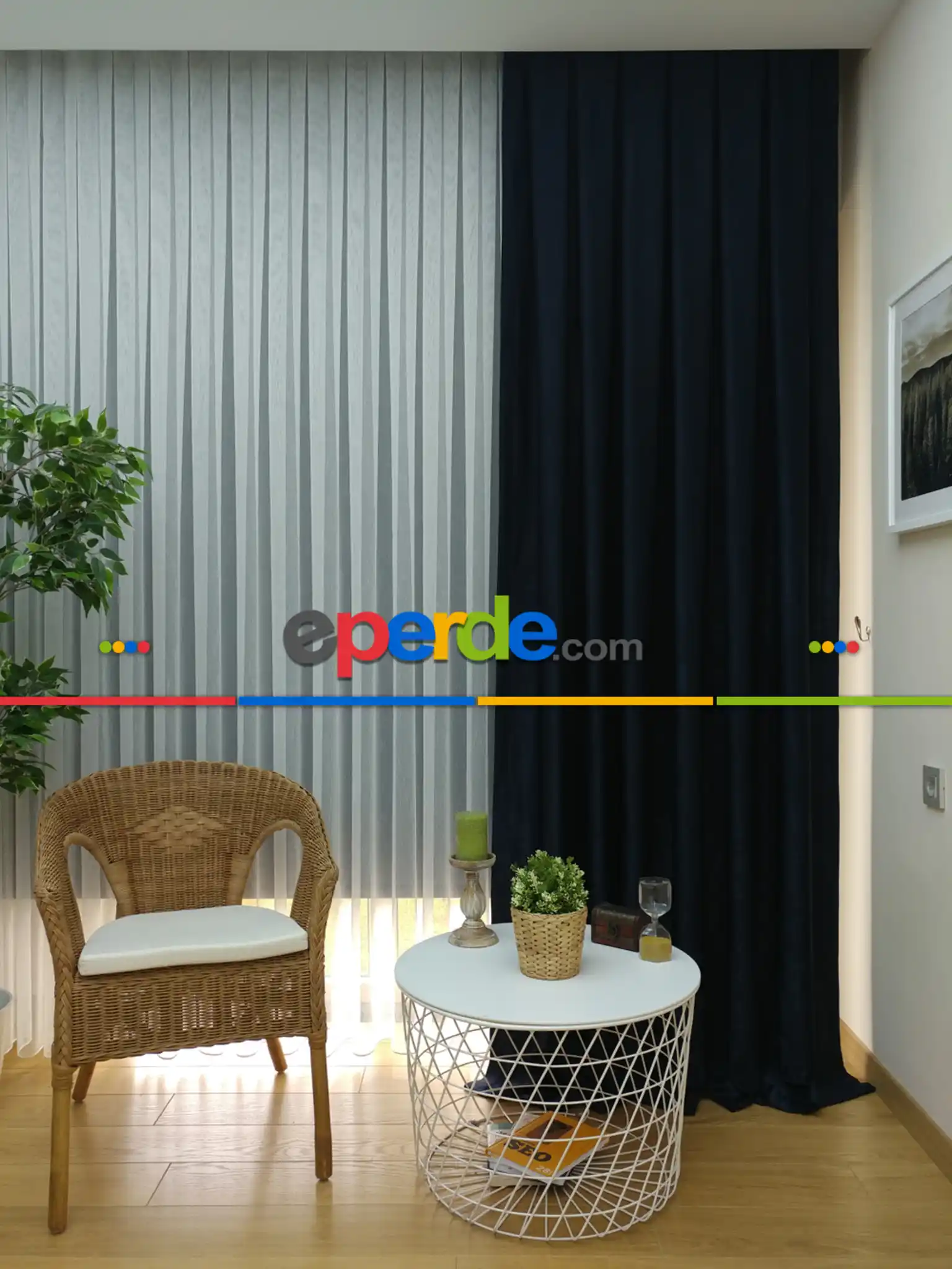 Soft Lacivert Fon Perde (180)- Lacivert