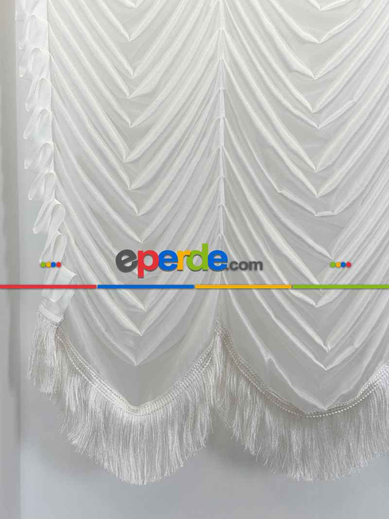 İtalyan Model Monalisa Saçaklı Tül Perde, Premium Kalite Seri