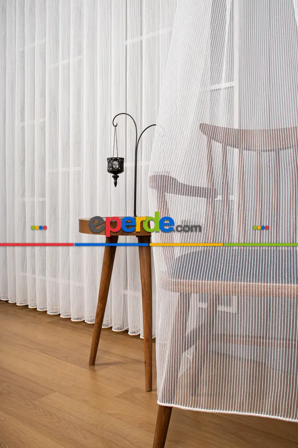 Salon - Özel Sık Zincir Tül Perde - Ekru