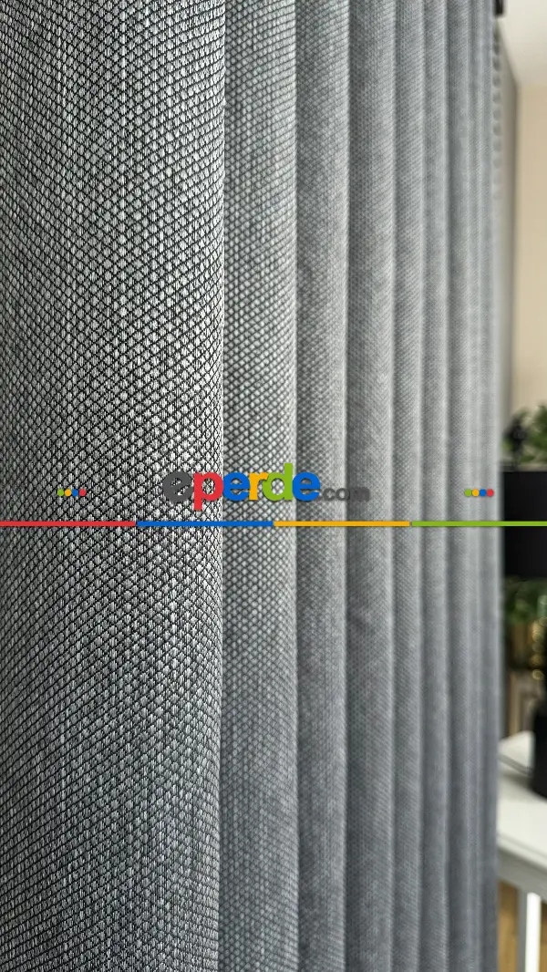 Koyu Gri Düz Jakar Dokuma, Premium Kalite Serisi Hasır Doku Fon Perde