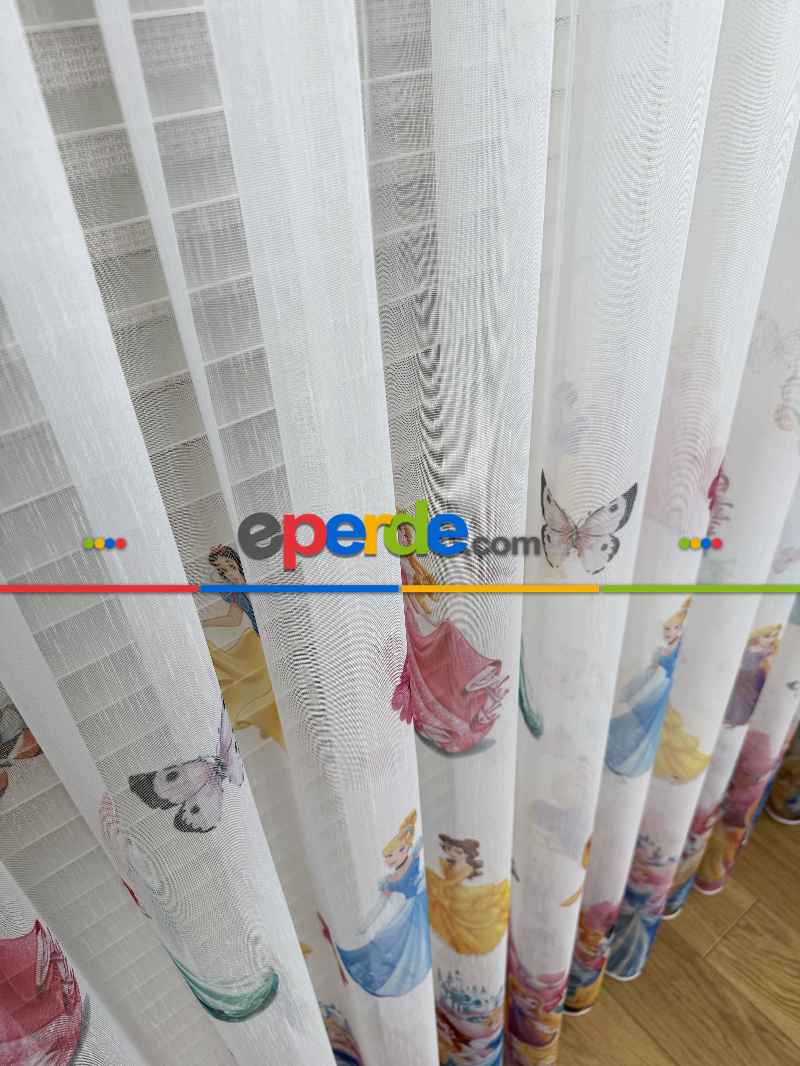 Disney Prenses Karakterleri Baskılı Tül Perde, Çocuk-bebek Odası, Premium Seri