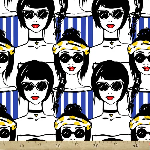 Popart Desenli Fon Perde Evm816 Kumaşı Kalındır Duck Bezi Değildir- Siyah-Mavi-Beyaz