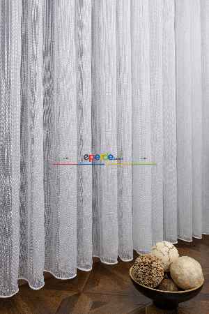 Fırsat Ürünü !! Çift Kanat Kruvaze Çizgili Düz Tül - Ütü İstemez (mekanizmalar Dahildir)