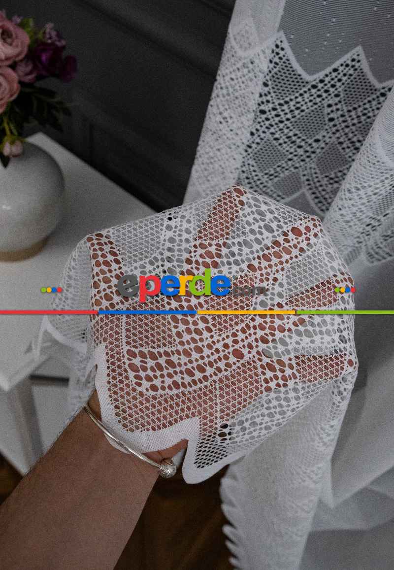 Salon Tül - Taç Ara Bant Örme Entel Desen Tül