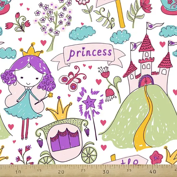 Prenses Desenli Fon Perde Evm788 Kumaşı Kalındır Duck Bezi Değildir- Beyaz-Pembe Koyu-Hardal Sarısı