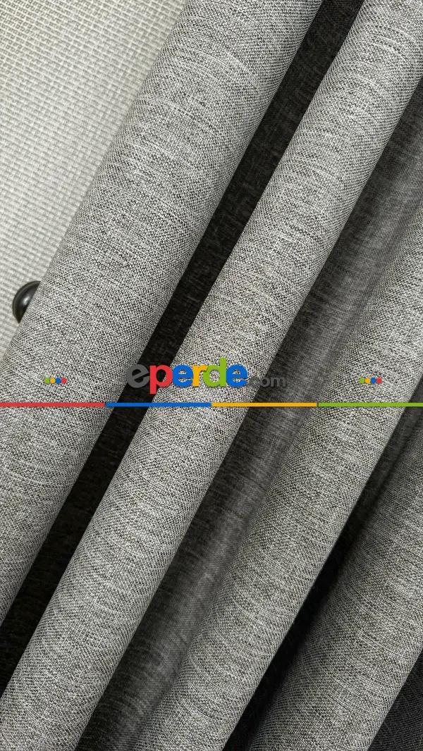 Füme Gri Düz Naturel Keten S Pile Fon Perde, Premium Kalite Serisi Ağır Gramajlı