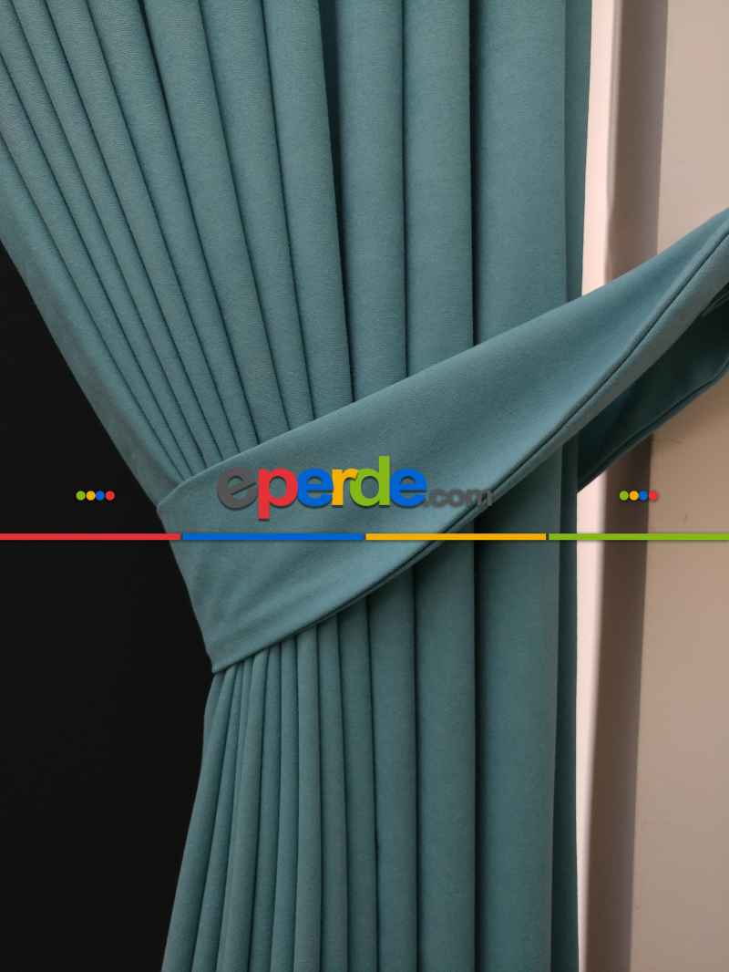 Düz Renk Dökümlü Fon Perde (150)- Mavi