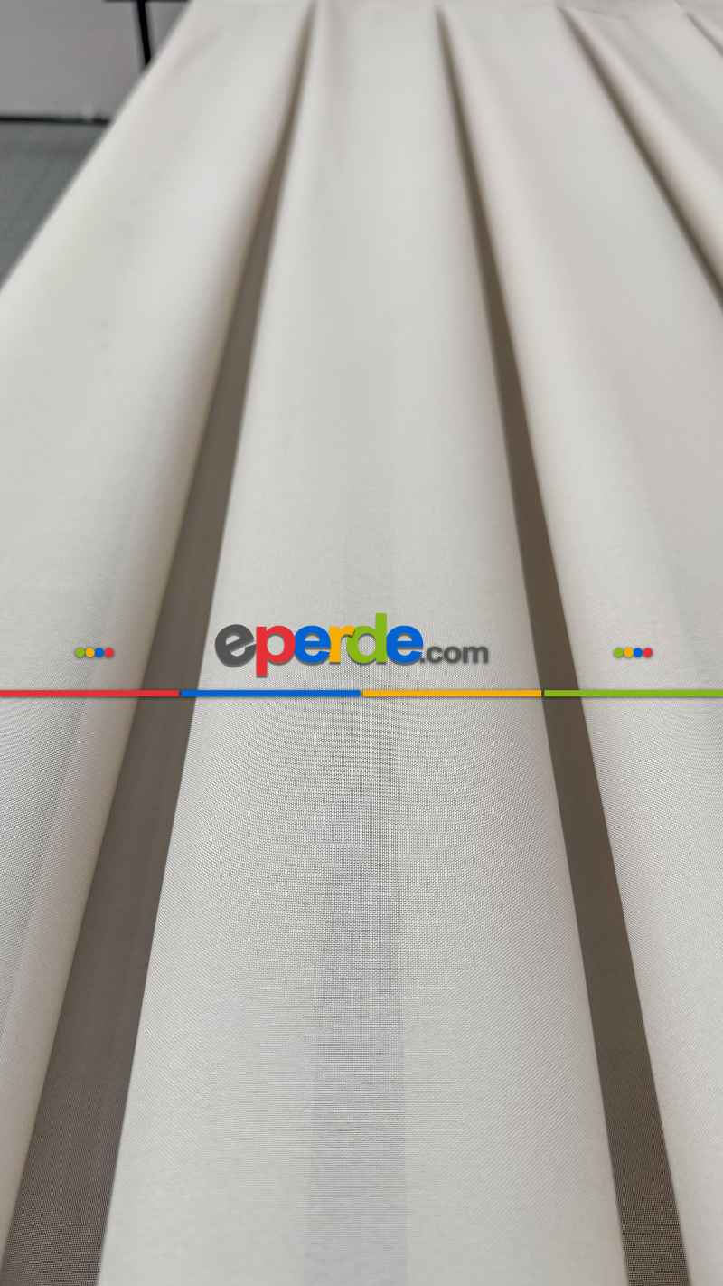 Yatak Odası Bej İpek Krep Düz Tül Perde - Premium Kalite Serisidir.