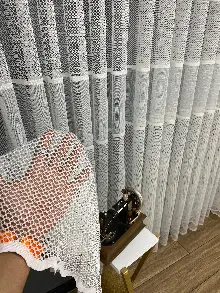 Çizgili Tül Perde - Spor Desenli - Tül Perde - Örme Tül Perde - Ütü İstemeyen