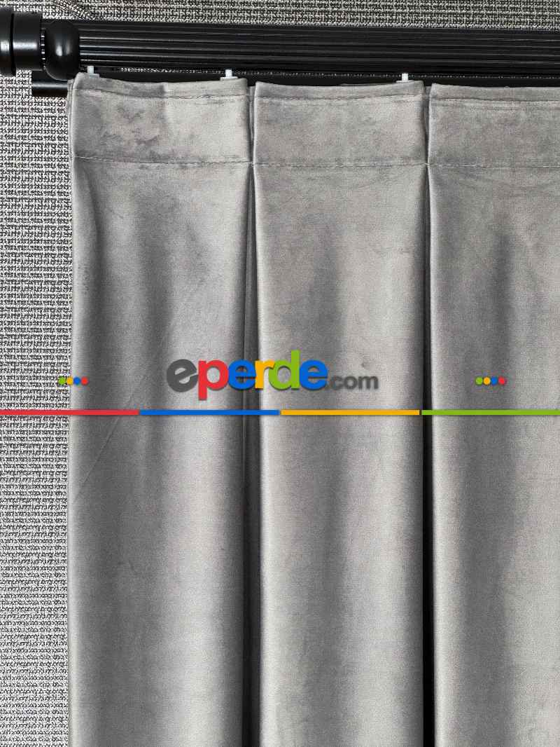 Gri İthal Kadife Fon Perde, Premium Kalite Serisi Kadife Fon Perde