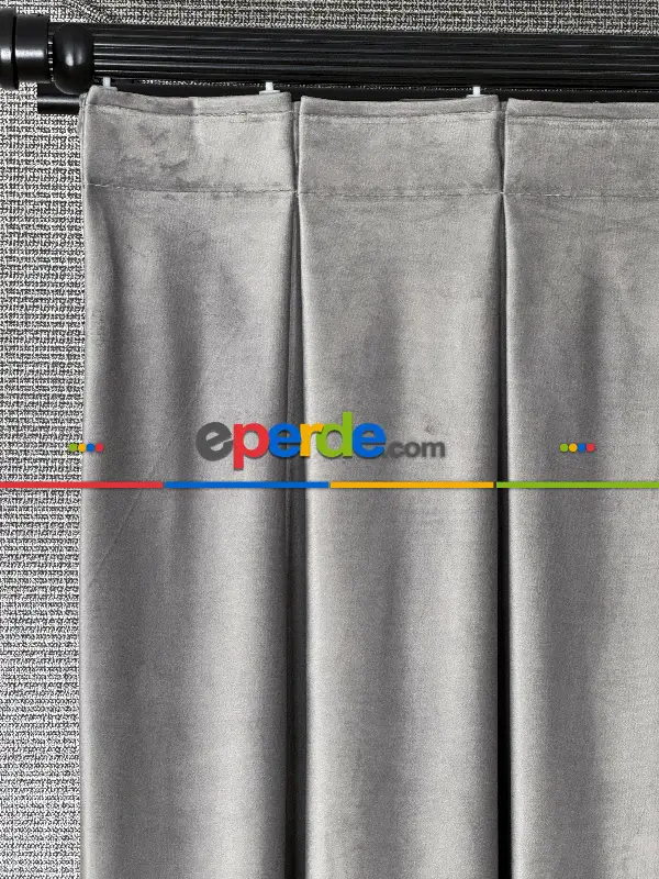 Yatak Odası - Gri İthal Kadife Fon Perde, Premium Kalite Serisi Kadife Fon Perde