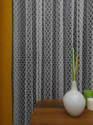 Damask Desen Fransız Dantel Örme Tül Perde & Kruvaze Perde- Ekru