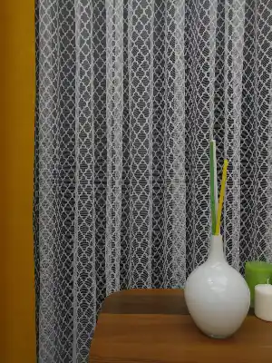 Damask Desen Fransız Dantel Örme Tül Perde & Kruvaze Perde- Ekru