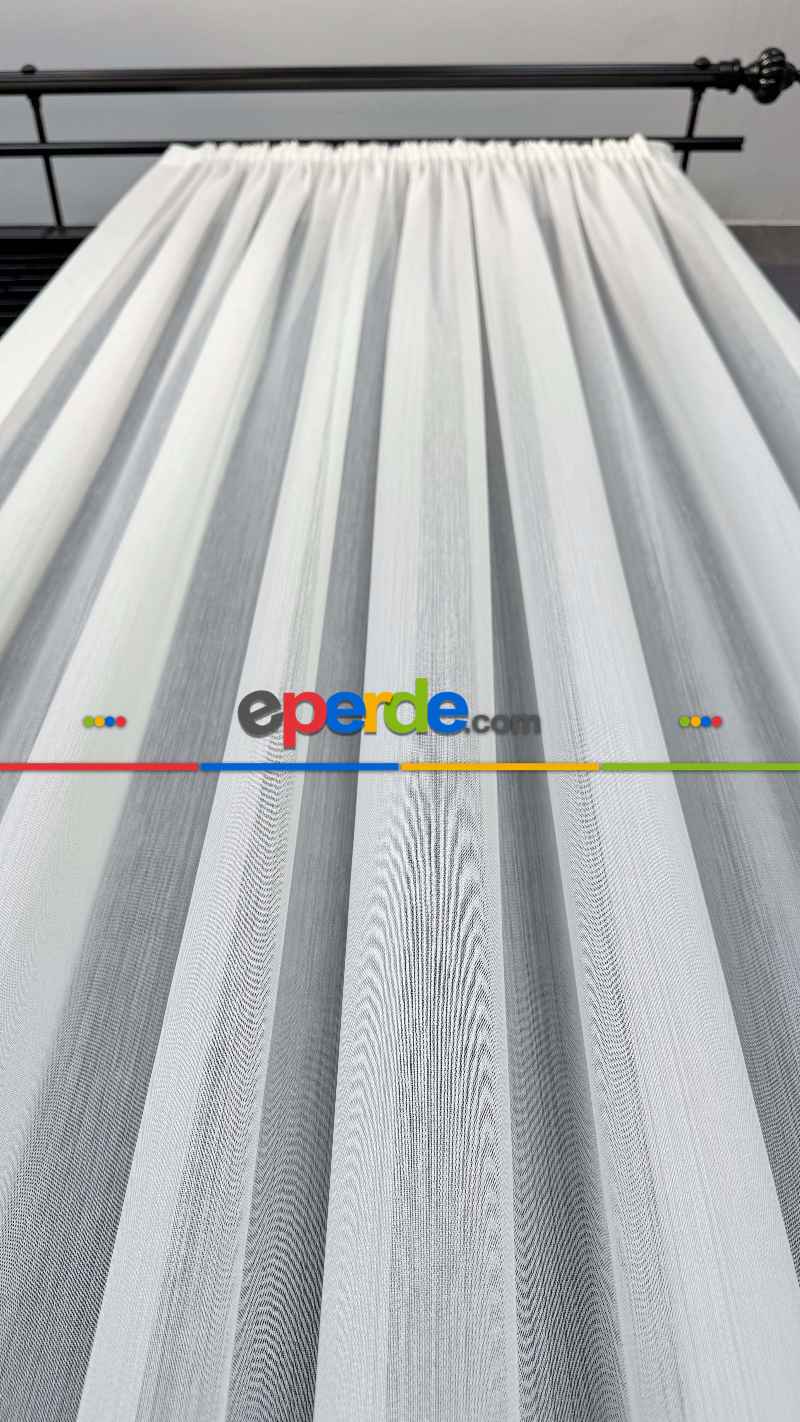 Yatak Odası - Ekru Bambu Büzgülü Ekstraforlu Tül Perde