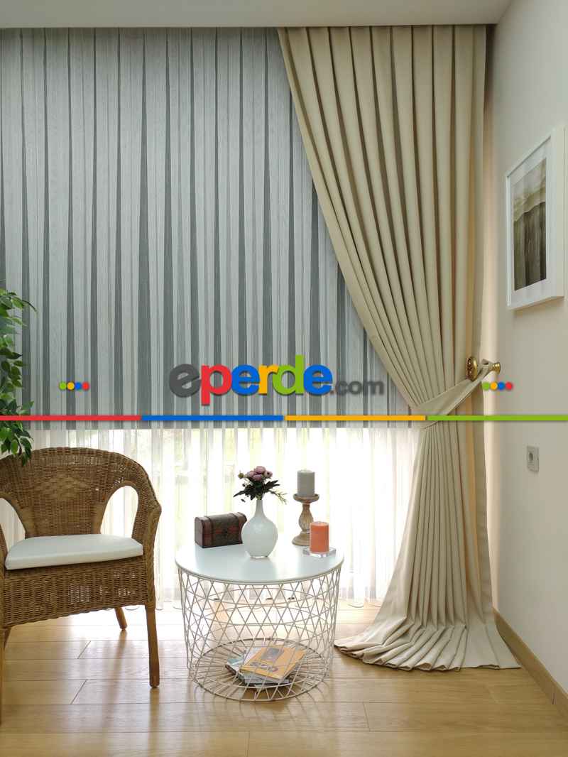 Krem Taş Rengi Bej Tonunda - Düz Keten Fon Perde ( Keten Fon Perde)