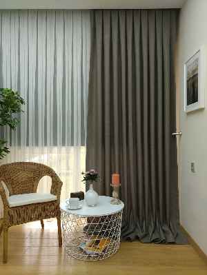 Salon Keten Koyu Gri Düz Fon Perde- Gri Koyu