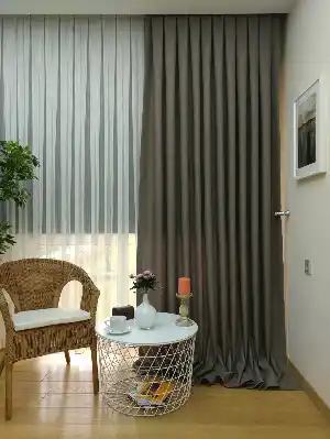 Salon Keten Koyu Gri Düz Fon Perde- Gri Koyu