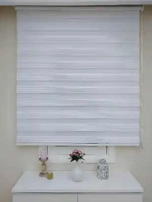 Beyaz Mutfak Perdesi Mekanizmalı Zebra Perde Plise- Beyaz