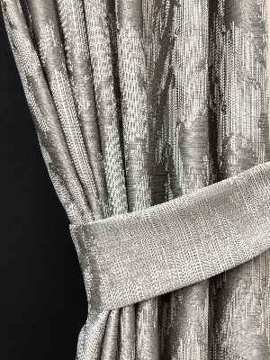 Salon Perdesi - Açık Gri Desenli Jakar Fon Perde (geniş En:280 Kumaş)- Gri Açık