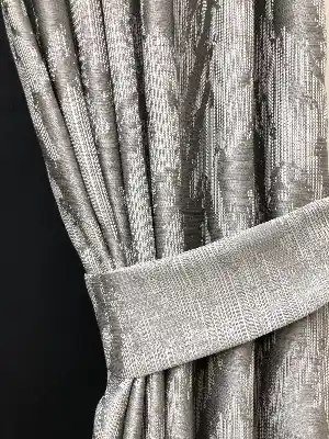 Salon Perdesi - Açık Gri Desenli Jakar Fon Perde (geniş En:280 Kumaş)- Gri Açık