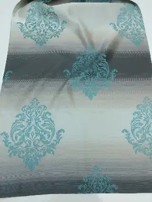 Renk Geçişli Jakar Desenli Salon Fon Perdesi - Turkuaz - Füme - Vizon- Bej-füme-turkuaz