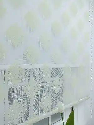 %40 Indirimli !!! Krem Tül Stor Perde Damask Desenli- Krem
