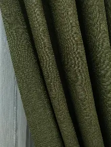 Keten Koyu Haki Yeşil Renk Düz Fon Perde - Haki