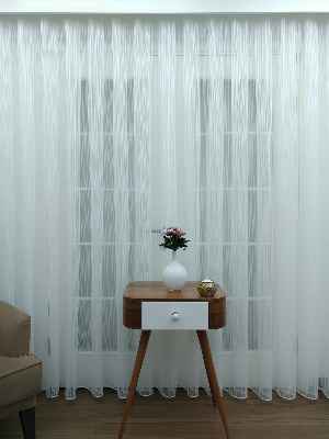 Ekru - Boyuna Çizgili İp Tül Perde- Ekru - Kurşunlu Tül