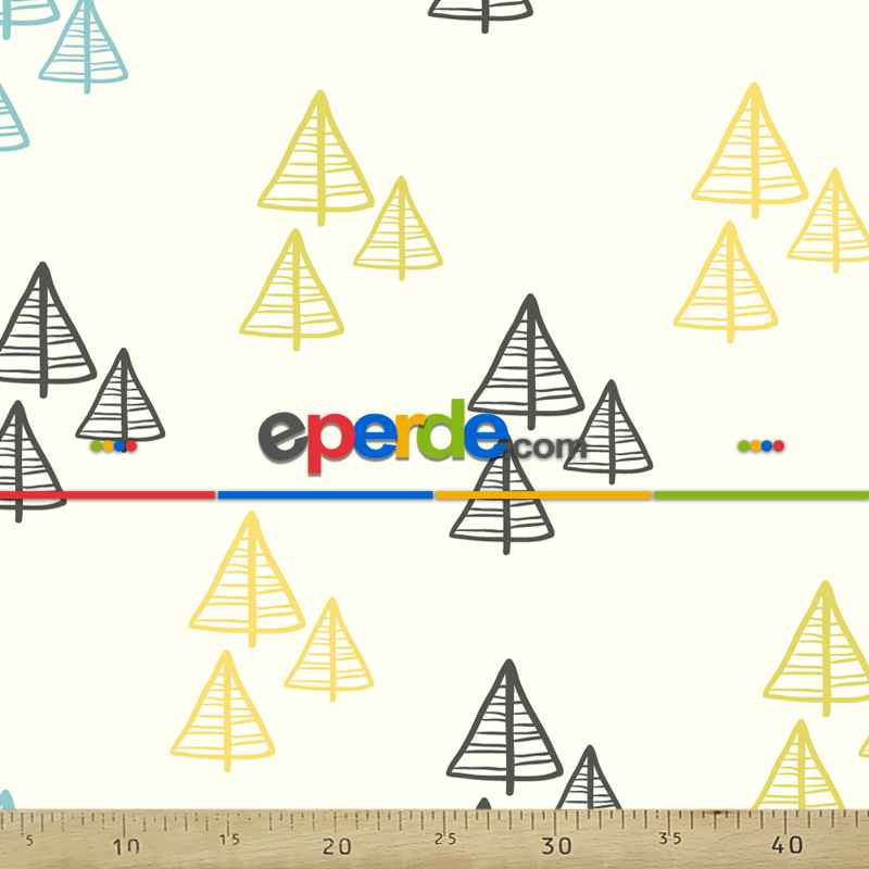 Mutfak Fon Perde Baskılı Evm353-1- Mavi