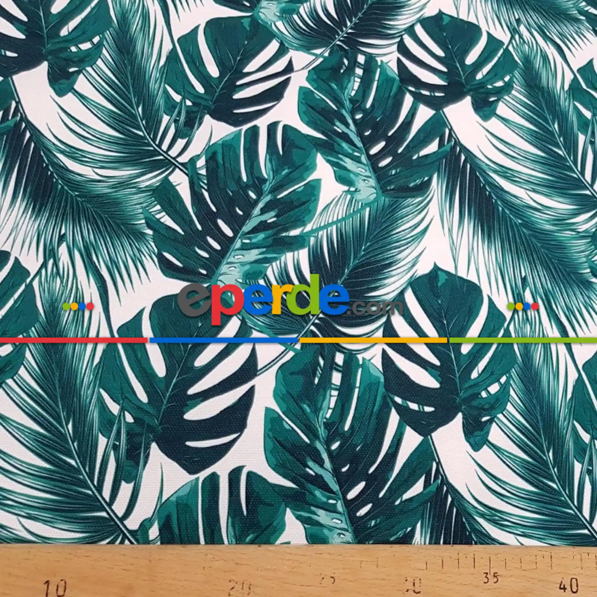 Tropikal Desenli Fon Perde Evm336 -t - Kumaşı Kalındır Duck Bezi Değildir.- Yeşil-Beyaz-Çok Renkli