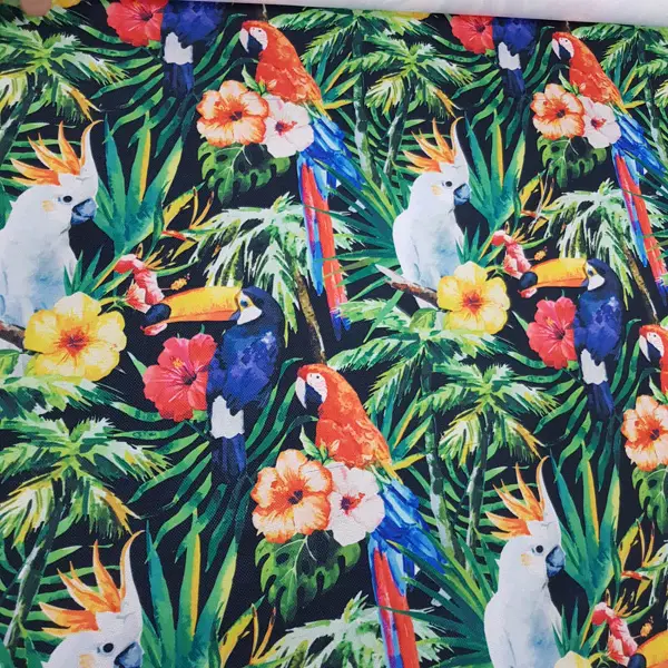 Tropikal Desenli Fon Perde K498 T - Kumaşı Kalındır Duck Bezi Değildir.- Yeşil-Çok Renkli