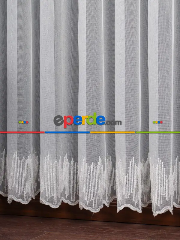 Etek Ucu Nakış İşlemeli Tül Perde