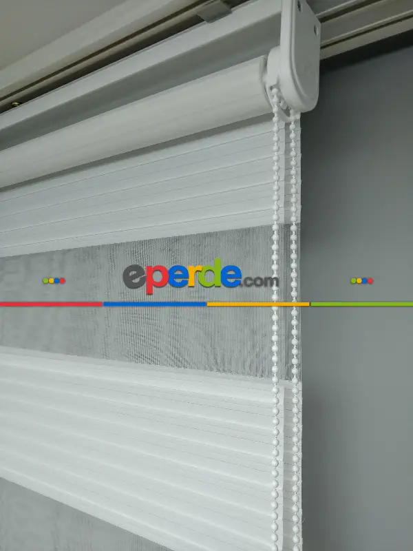 2021 Sezonu - Zebra Perde - Geniş Plise (pileli) Zebra Perde- Krem Açık-Ekru