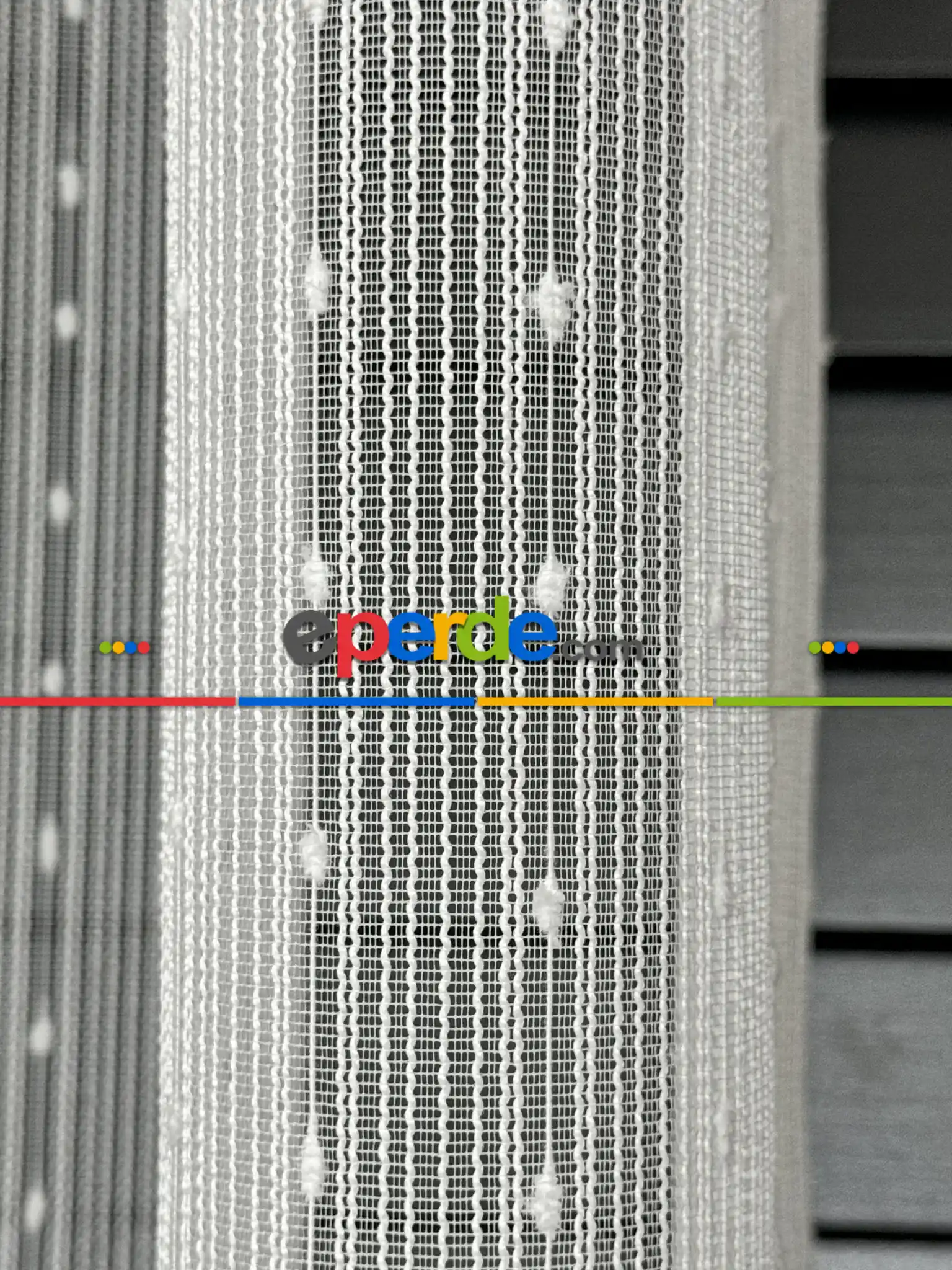 Çizgili Ponponlu Tül Perde - Ürün Videosu Açıklamada Vardır