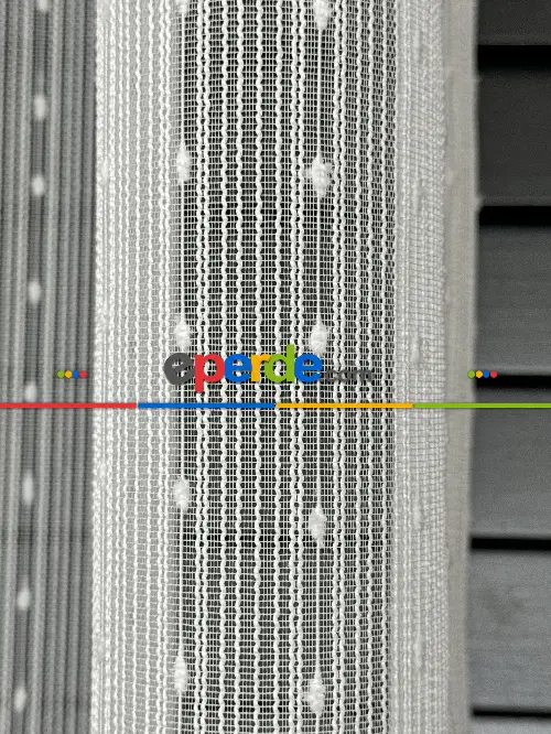 Çizgili Ponponlu Tül Perde - Ürün Videosu Açıklamada Vardır