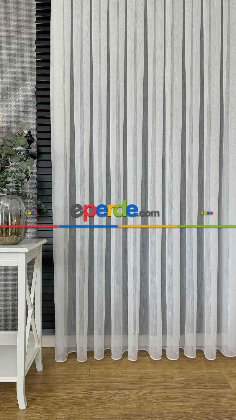 Ekru Armür Düz Tül Perde - Ağır Gramajlı Premium