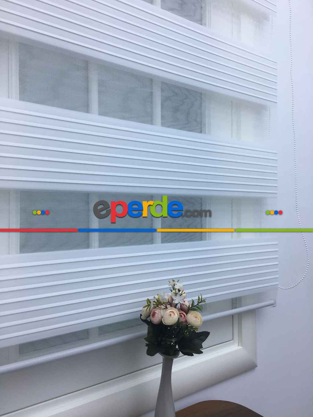 Zebra Perde - Beyaz - Geniş Plise Model- Beyaz