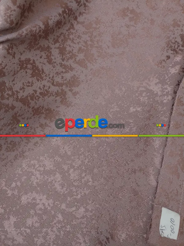 Koyu Pudra Rengi Kendinden Desenli Jakar Fon Perde (285 En)- Somon Hafif