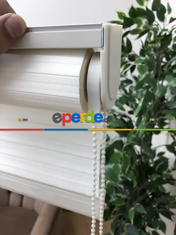 Oturma Odası - Yüksek Kalite Plise Zebra Perde - Ekru Renk- Ekru