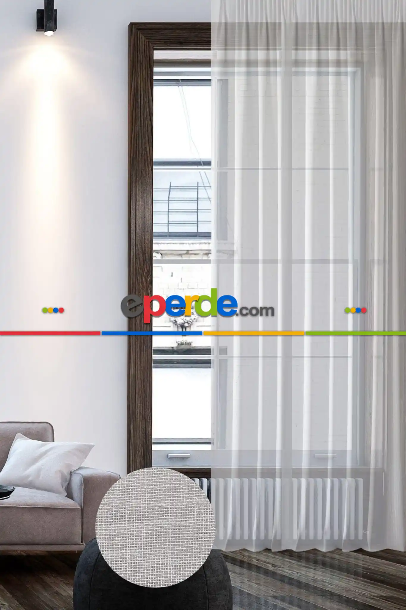 Keten Görünümlü Düz Tül Perde Pilesiz Beyaz