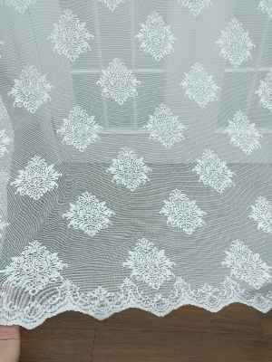 Tül Perde Ve Kruvaze Perde Serpme Damask Desenli - Ekru