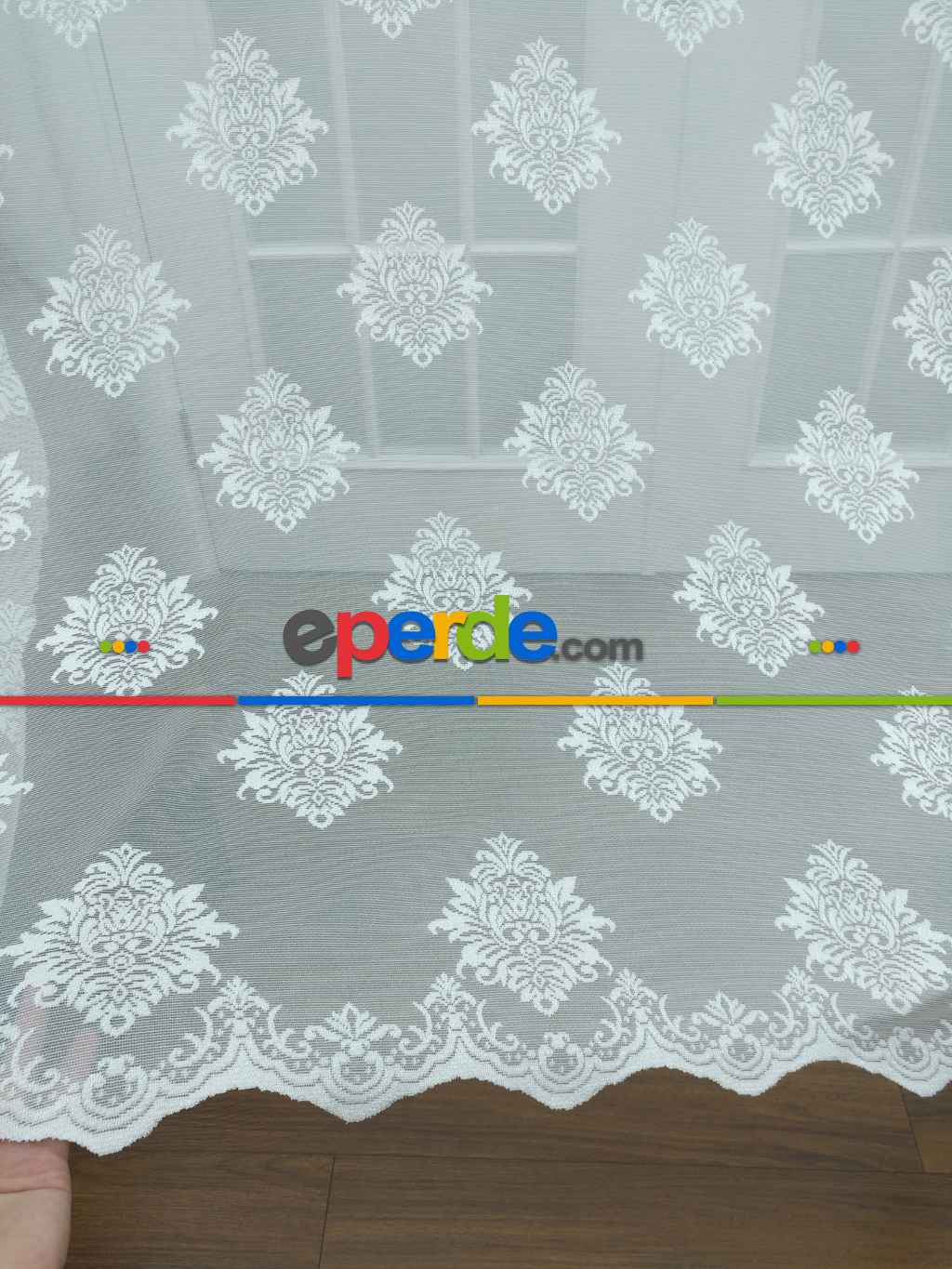 Tül Perde Ve Kruvaze Perde Serpme Damask Desenli - Ekru