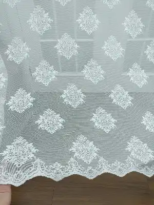 Tül Perde Ve Kruvaze Perde Serpme Damask Desenli - Ekru