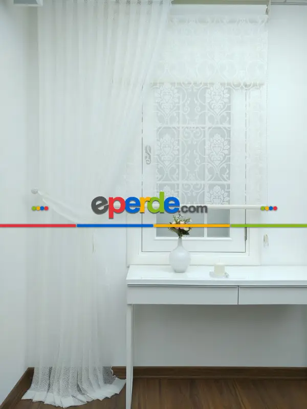 Ekru Kdk Örme Tül Fon Perde#- Ekru