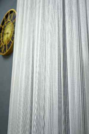 Desen Almira Simli Çizgili Eteği Kurşunlu (gramajlı) Tül Perde