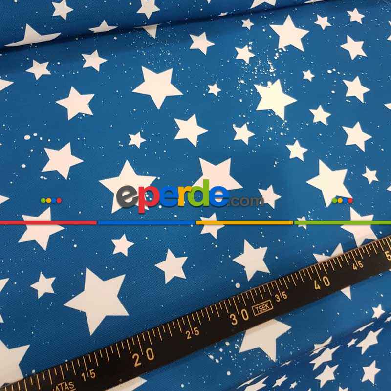 Yıldız Desenli Fon Perde Evm685-9 Kumaşı Kalındır Duck Bezi Değildir- Beyaz