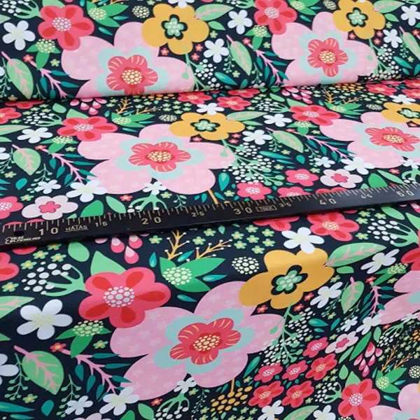 Çiçek Desenli Fon Perde Evm298 - Kumaşı Kalındır Duck Bezi Değildir.- Siyah-Kırmızı-Pembe-Siyah Kırmızı-Çok Renkli