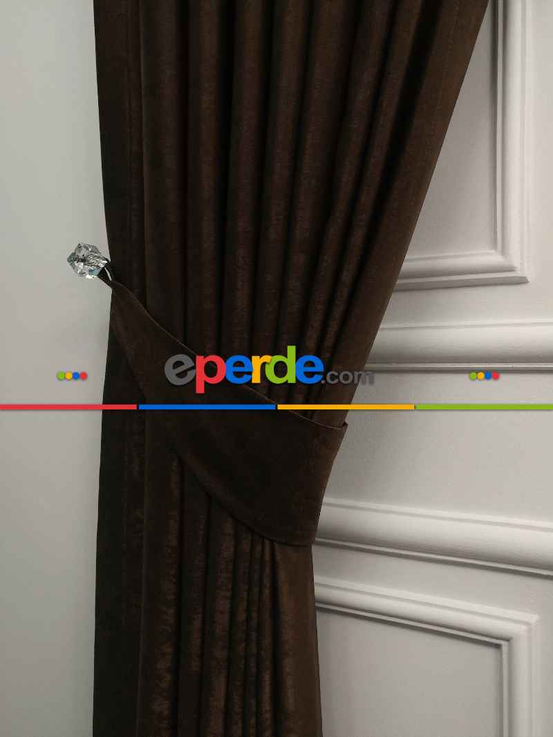 Salon - Soft Fon Perde Sütlü Kahve Dökümlü En - Sütlü Kahve